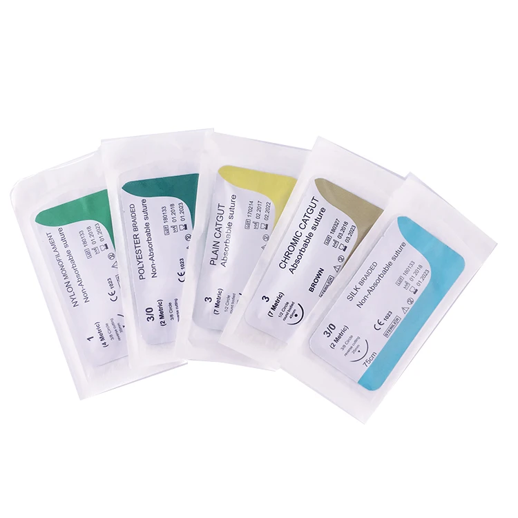 
2021 China Factory Disposable Medical Sterile Non-Absorbable Silk Braided Suture Surgical Sutures With Needle 