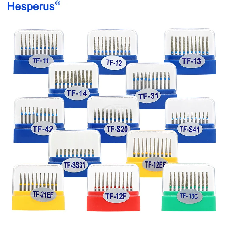 TF series 10pcs/Box Dental High Speed Diamond Burs Dentist Super Coarse Diamond Drills Dental Lab Polishing Tools Dia.1.6mm