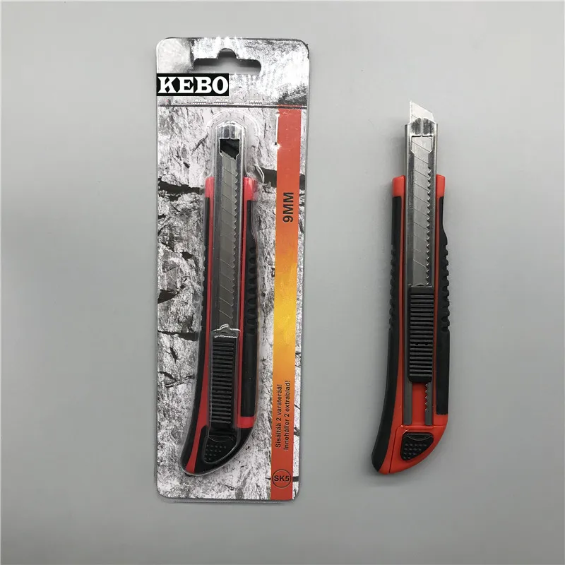 Mini plastic ABS snap off 3/5pcs blades box office paper cutting cutter utility knife 9mm