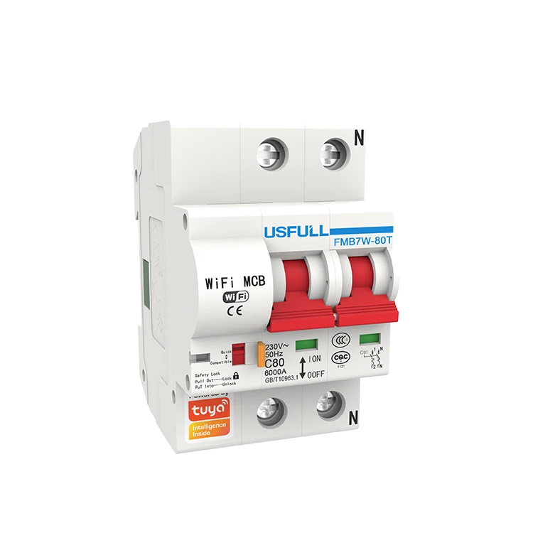 Smart Mcb Double Poles 2p Remote Control Switch Intelligent Reclosing Wifi Home Timer Miniature Circuit Breaker