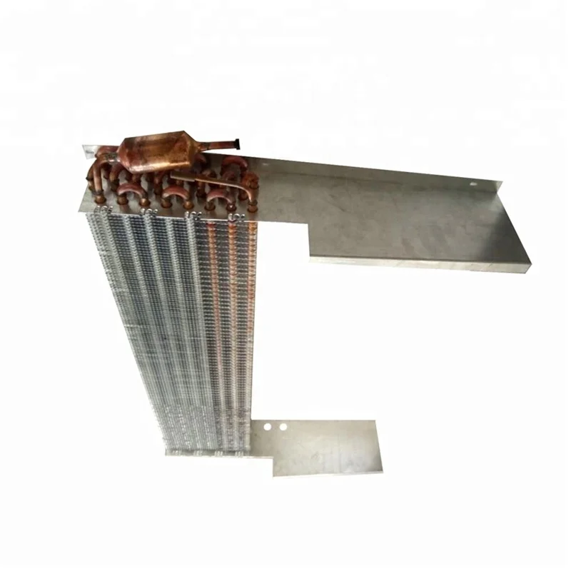 Copper tube heat exchanger evaporator for air cooled display cabinet