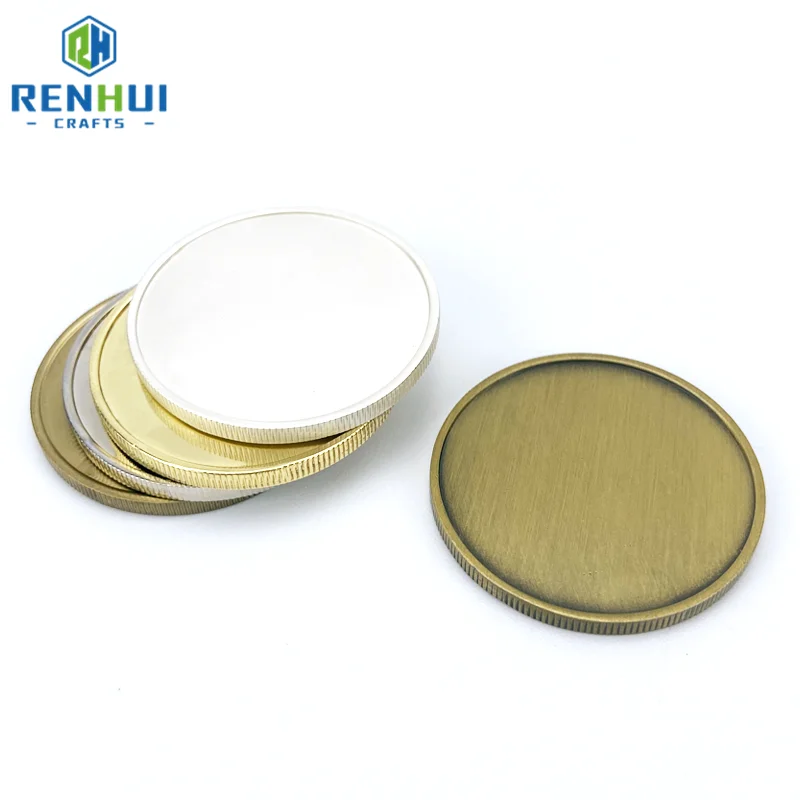 3D Zinc Alloy Wholesale Blank Brass Silver Coin Blank Challenge Coins For Collection