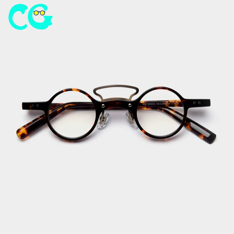 handmade plate retro small frame round male and female flat mirror personality glasses