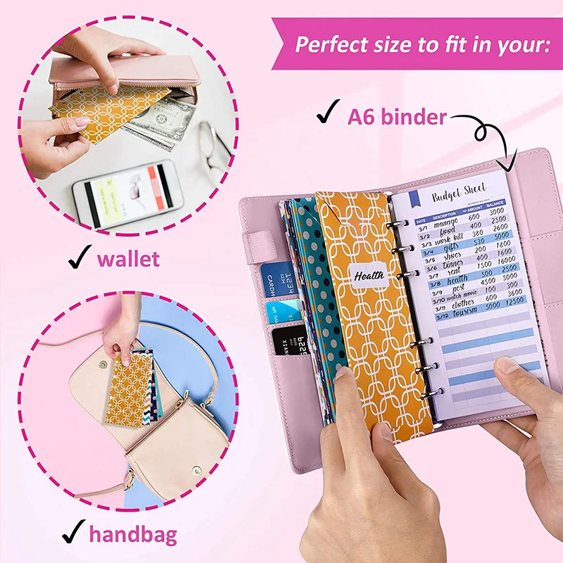 BOSHIHO Custom A6 binder money cash budget binder with cash envelopes budget binder wallet