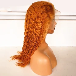 wholesale Orange Human Hair Wigs Deep Wave Colored Full Lace Wig Ginger Blonde Lace Front Wig For Black Women