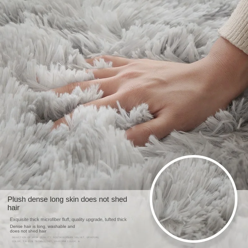 Living area carpet, fluffy and super soft, luxurious faux fur carpet with long hair on the headboard