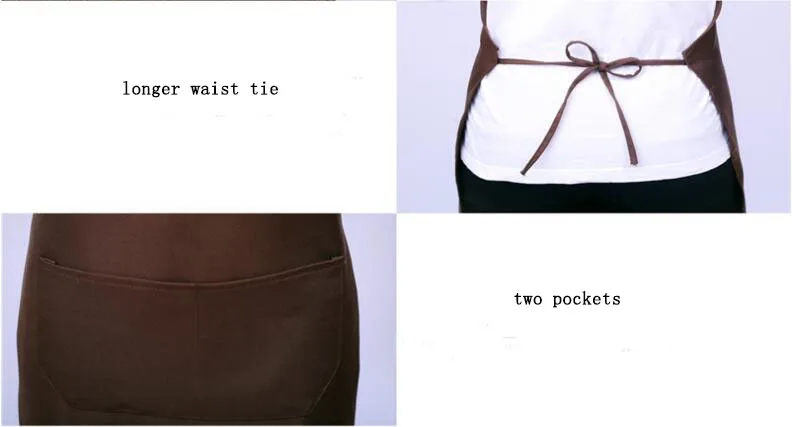 Wholesale Custom Logo Cotton Polyester Waterproof Chef Cooking Aprons For Cafe Restaurants Kitchen Apron