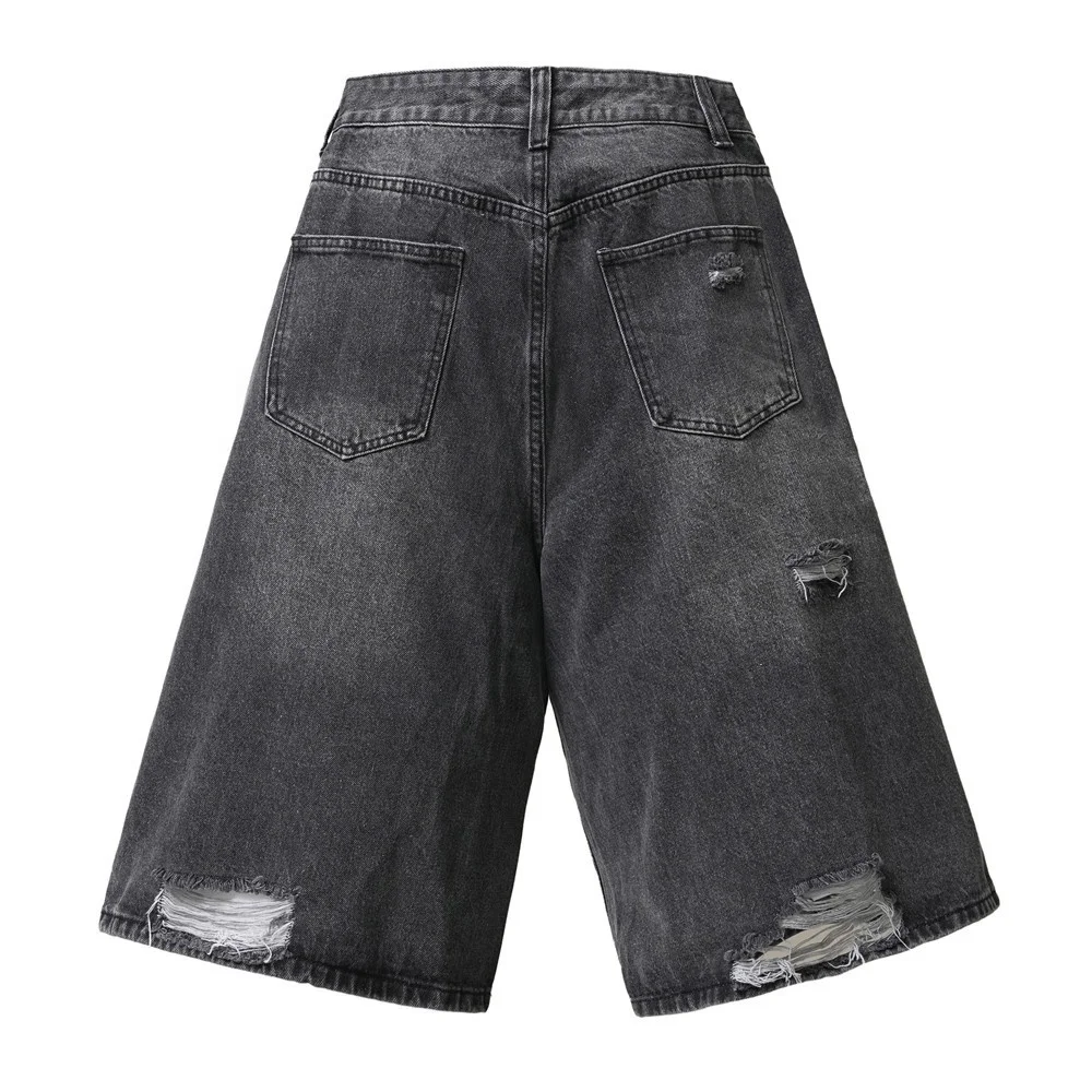 STARLIGHT New Trend Customize Men High Quality Denim Jeans Shorts Sandblast Whiskers Distressed Vintage Men Denim Shorts Black