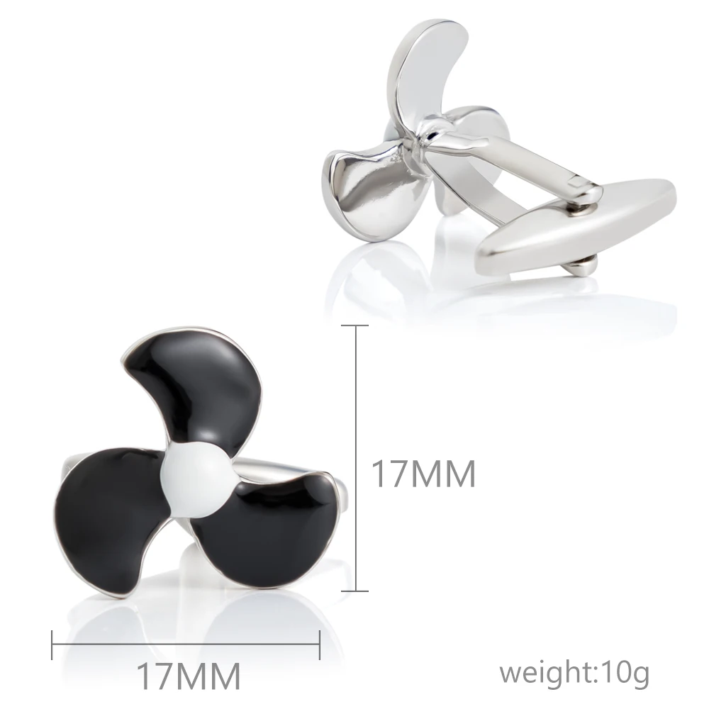 Fashion French shirt cufflinks copper material black enamel fan leaf cufflinks wholesale