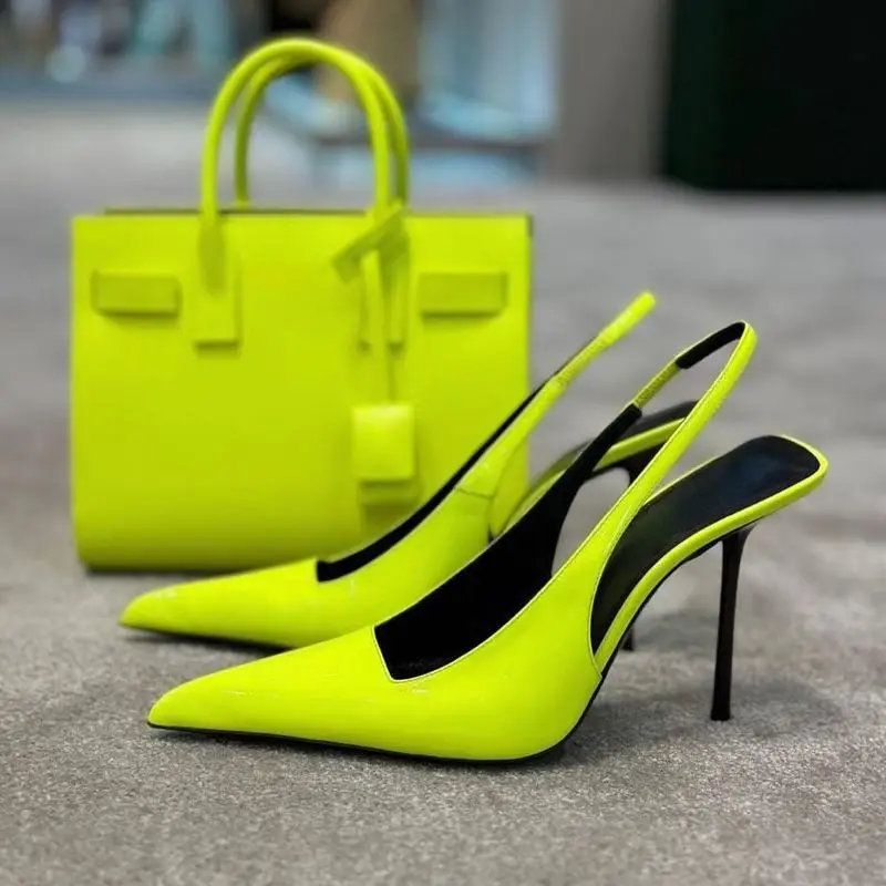 Neon Green/Sexy Rosy Sapato De Salto Slingback Sexy 2025 Trending Luxury Designer Heels