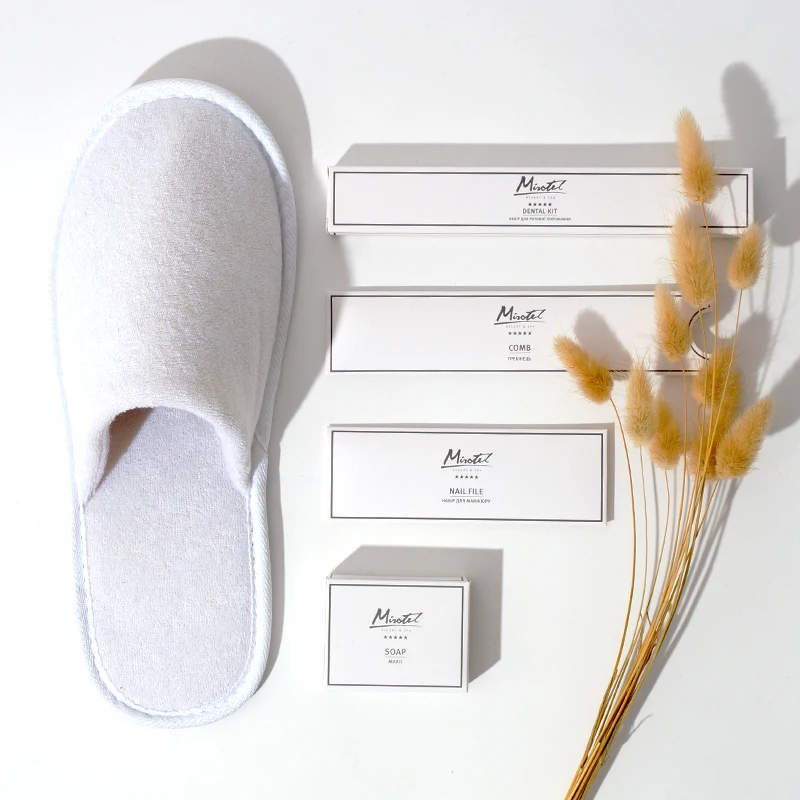 250GSM White Paper Box Wooden Inner Items Dental Hotel Amenities Kit