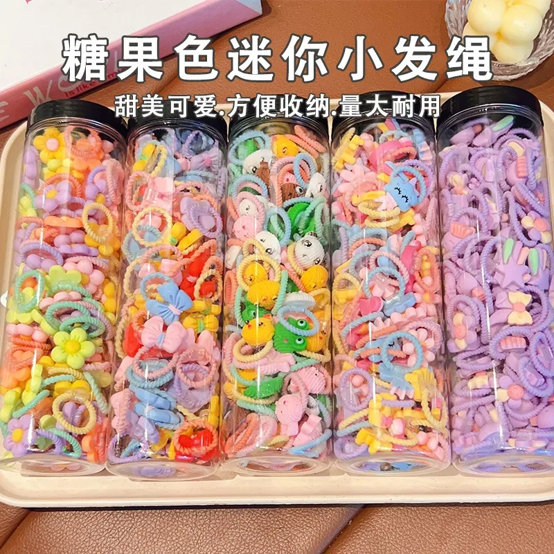 100pcs/Box Eco Friendly Organic Baby Plaited Decorative Girls Neon Elastic Hair Band Ties For Korean Style Kids