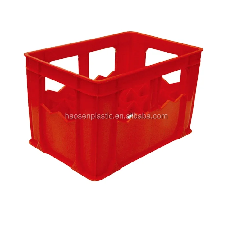 HAOSEN Recyclable PP HDPE Plastic Beer Storage Box 24 Bottles 650ml Capacity Stackable Mesh Basket Convenient Transport Storage