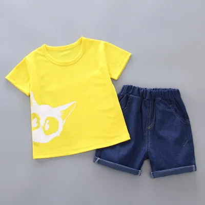 2019 summer new Korean short-sleeved two-piece children cartoon dinosaur Kids suit Infant Boys kids wear baby boy clothes