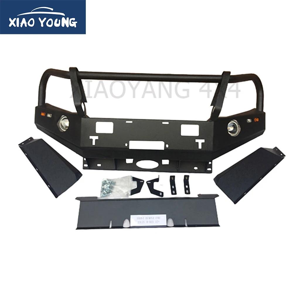 Heavy Duty Power Coated Black Steel Bullbar Front Bumper For Hilux Vigo Revo Navara Rang-er Pickup Trucks