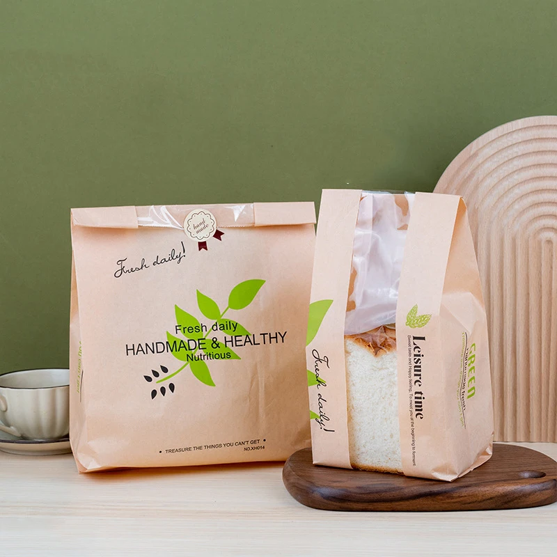 New Product Golden Supplier Bread Toast Delivery Kraft Paper Bag With Window For Homemade Bread