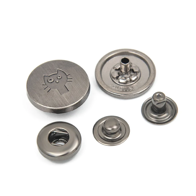 OEM 4 four part botones bag clothing 501 botton custom logo metal press snap fasteners buttons for jacket clothing with logo