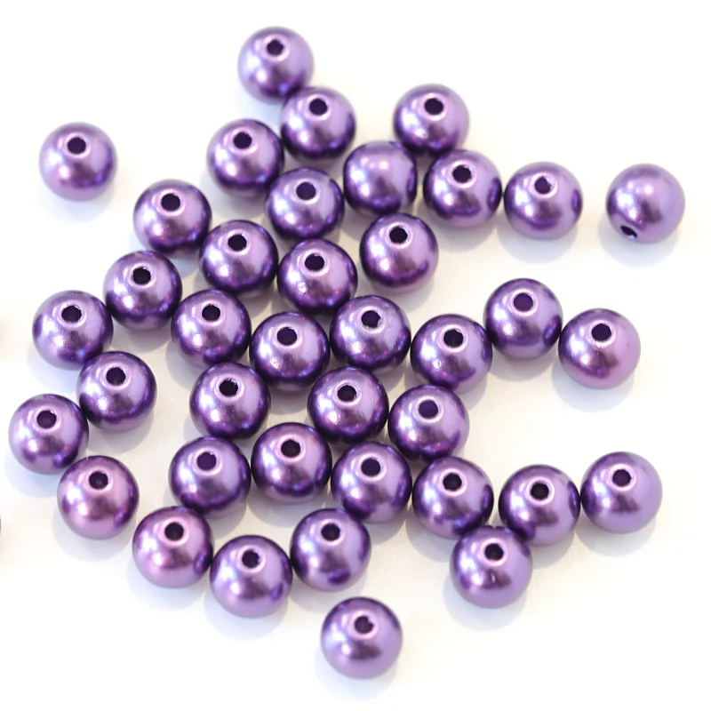 
Best Selling Sapphire ABS Plastic Loose Round Sewing Pearls Large Hole Pearl 