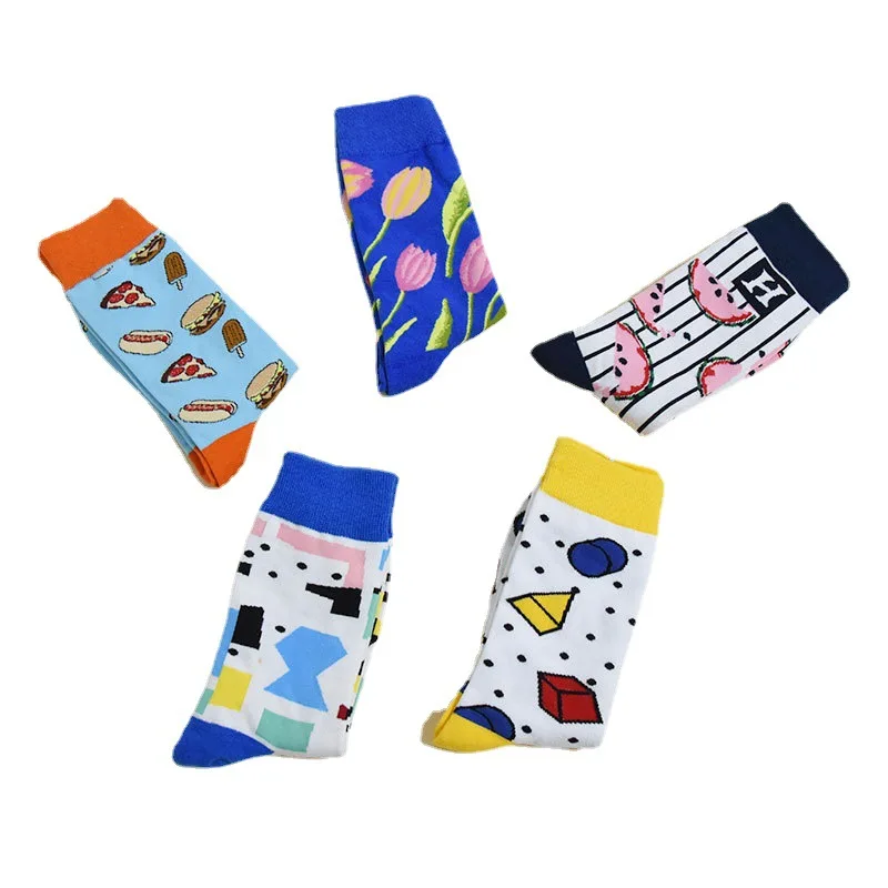 Custom Colorful Cotton Fruit Anime Cartoon 100% Cotton Cozy Crew Women Men Funny Fashion Socks