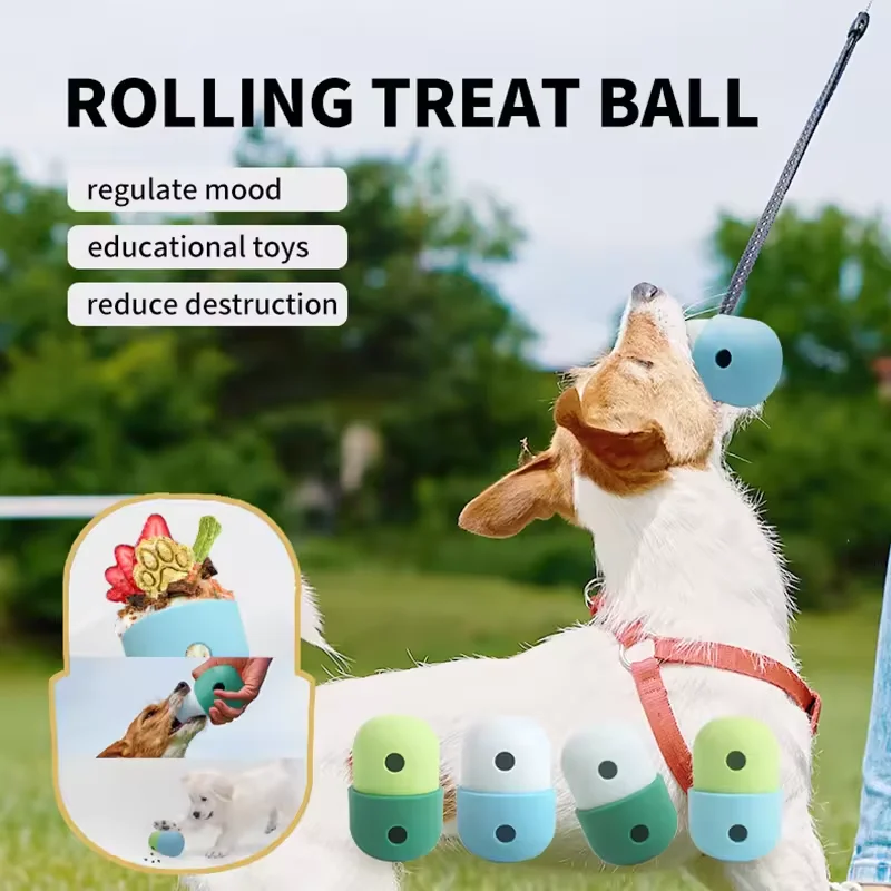 Interactive Pet Dog Toy Leaky Food Device Molar-Tooth Puzzle Ball Leaky Ball for Slow Feeding - Edible Grade Silicone Cat Toy