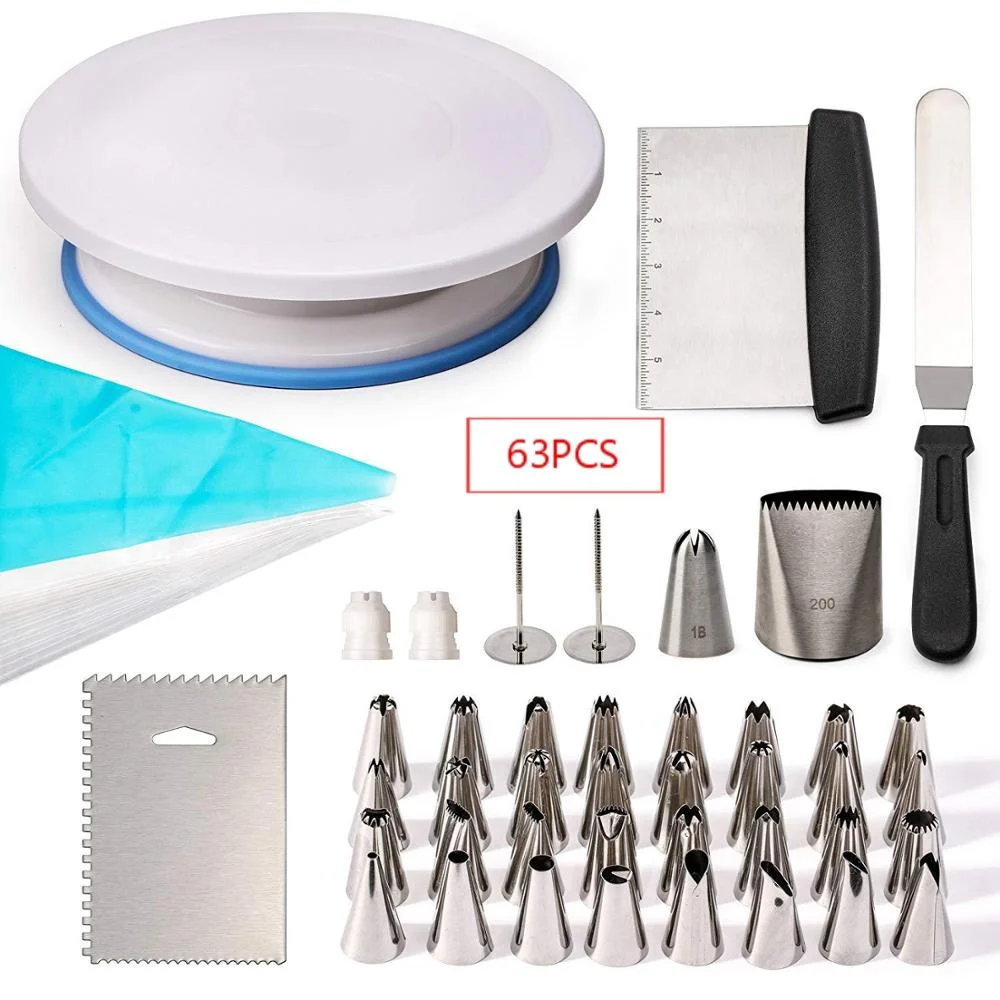 CAKE turntable Pastry Nozzles For Cream Confectionery Bags Icing Piping Nozzles Tips Baking Supplies Cake Decorating Tools Kit