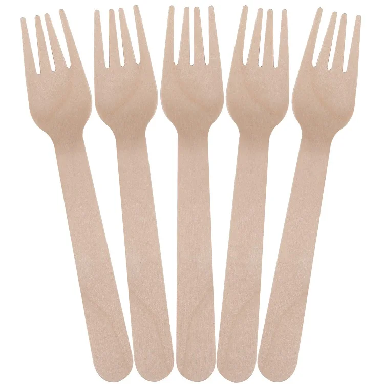 Ready Bulk Eco-Friendly 160mm Wooden Forks Disposable Fork Set Biodegradable Wooden Cutlery Sets