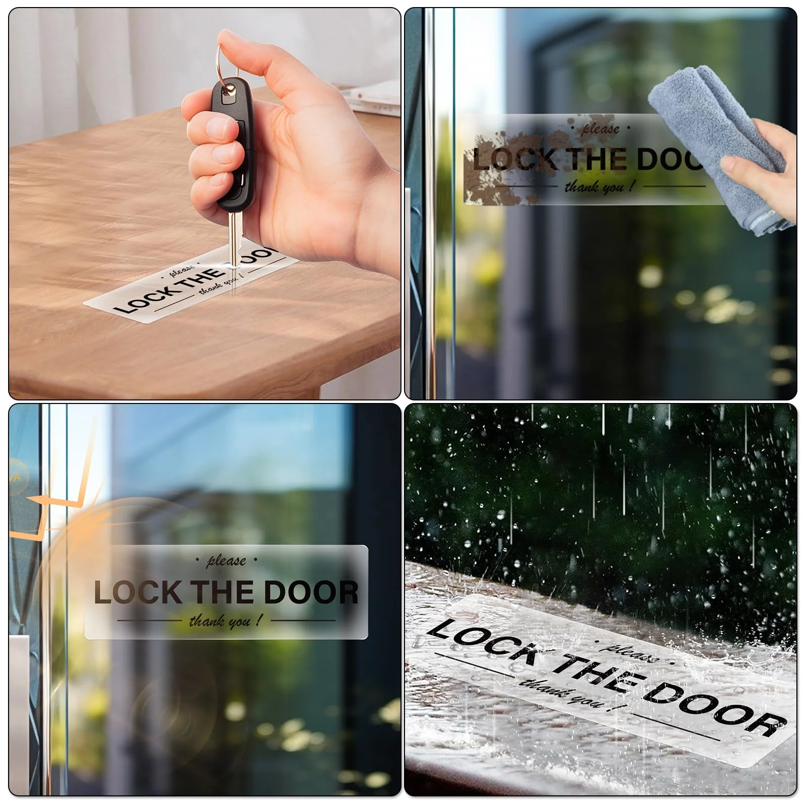 Please Lock The Door Sticker Vinyl Self-Adhesive Decals Waterproof Close Door Warning Labels Gate Office Window Indoor Clings