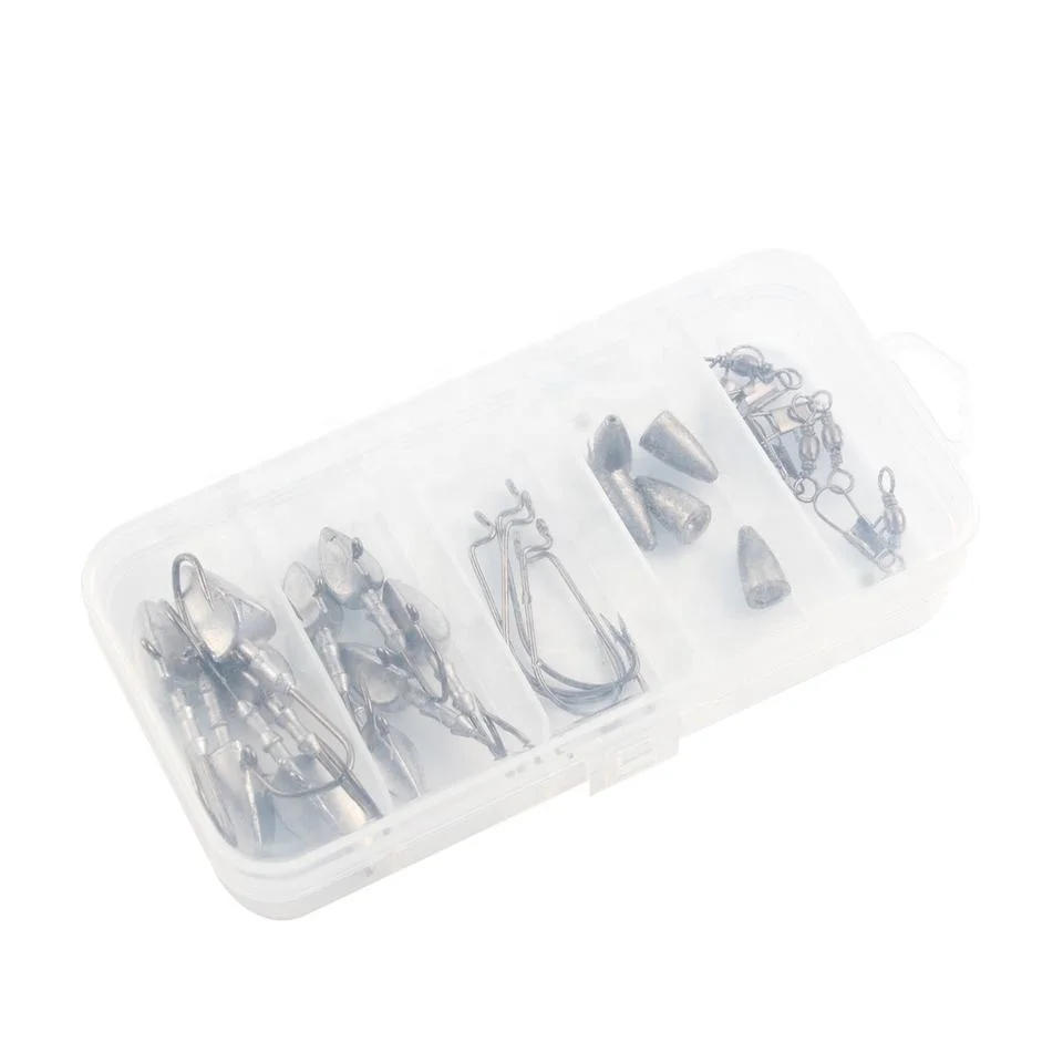 Palmer 26pcs/box jig heads fishing full combo set box lead jig head fishing hooks with ball bearing swivel full kit wholesale