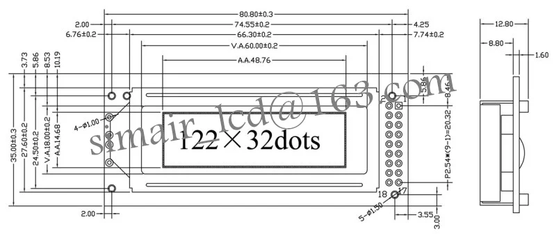Manufacture HD SPI Serial Port COB LCD 12232  Blue White 122x32 Display