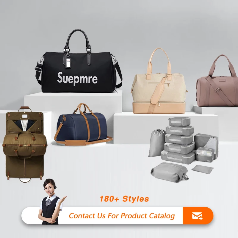 Manufacturer Custom Logo Overnight Weekender Waterproof Canvas & Vegan Leather Travel Duffle Bag With Shoe Compartment For Women