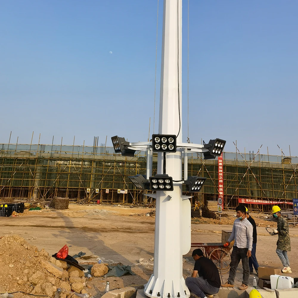 Factory priceCan be raised and lowe Q235 hot-dip galvanized 15m 18m 20m waterproof lightning protection stadium  high mast light