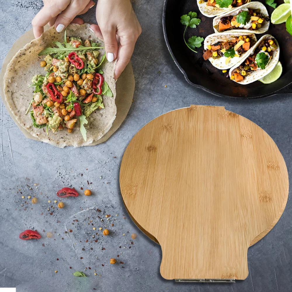 Food Grade 10 Inch Multifunction Dough Pressing Tool Wooden Press Maker Bamboo Tortilla Press