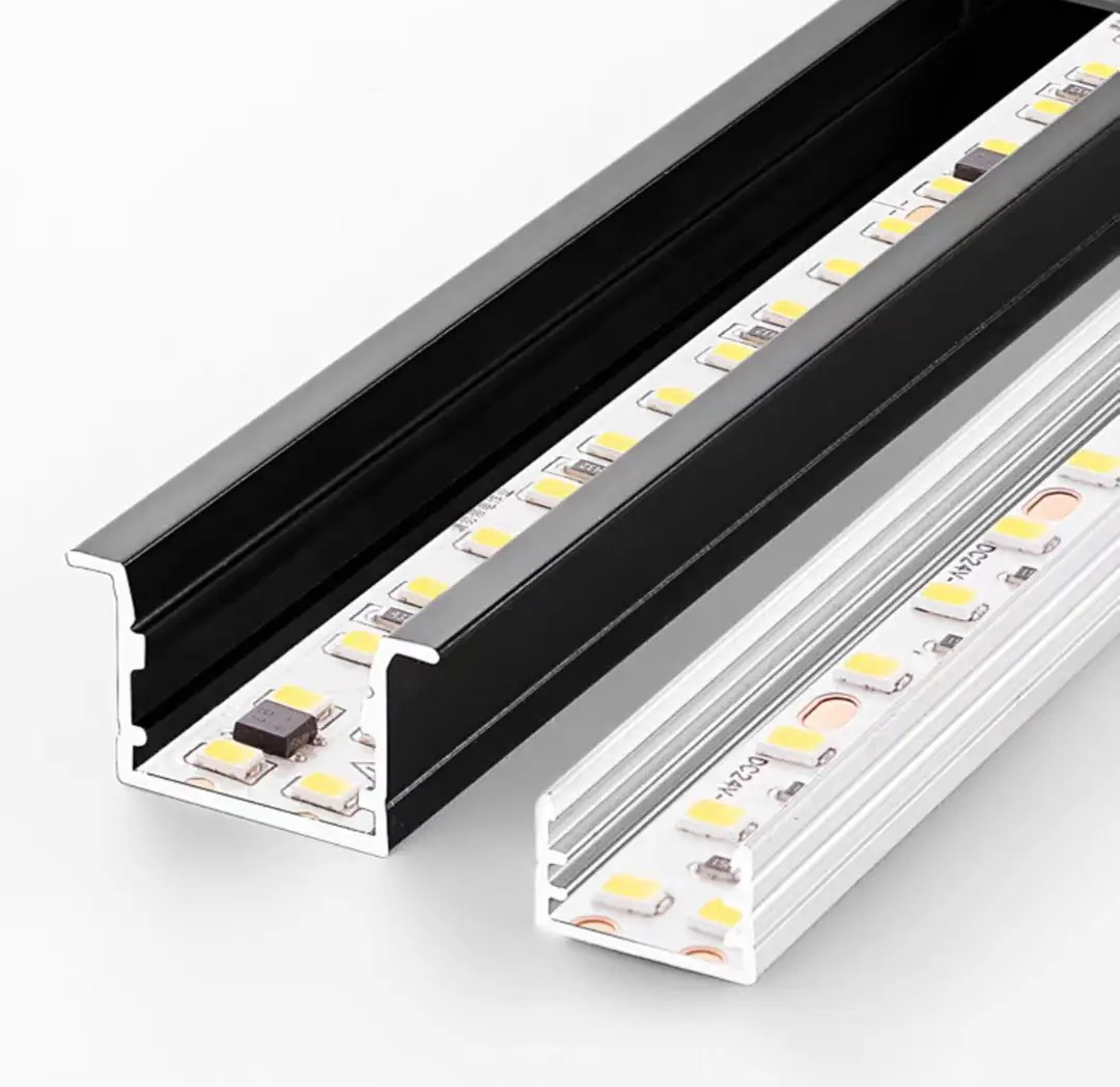 New design Black White Gold Recessed Led Profile PC Diffuser cover slim aluminum led channel for home lighting