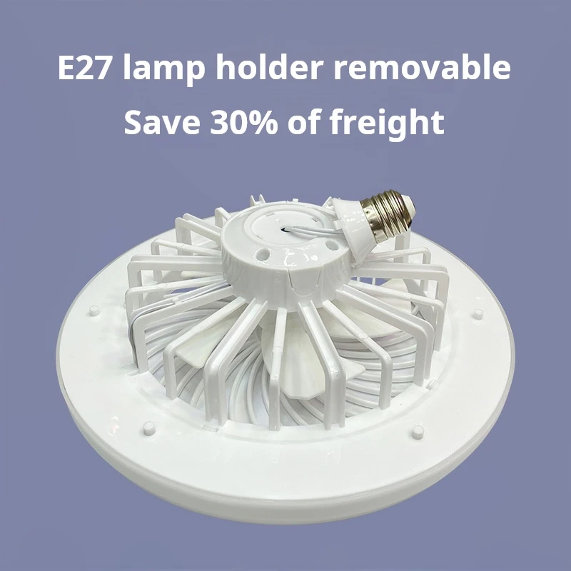 Modern Indoor Heat AC220V Home Living Room Bathroom Socket E27 Bulb Smart Dimmable Led Ceiling Light with Fan and Remote Control