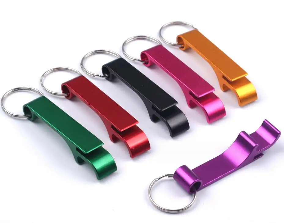 Stock Portable Beer Bottle Opener Keyring Convenient Colorful Aluminum Alloy Pocket Bottle Opener With Key Chain