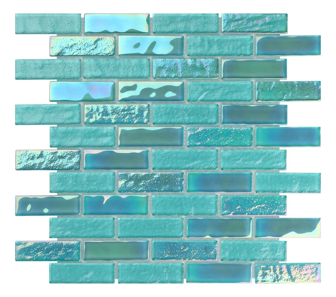 Chinese Supplier Green Glass Mosaic Series Mixed Rectangle Swimming Pool Glass Mosaic Custom mosaics with irregular shapes