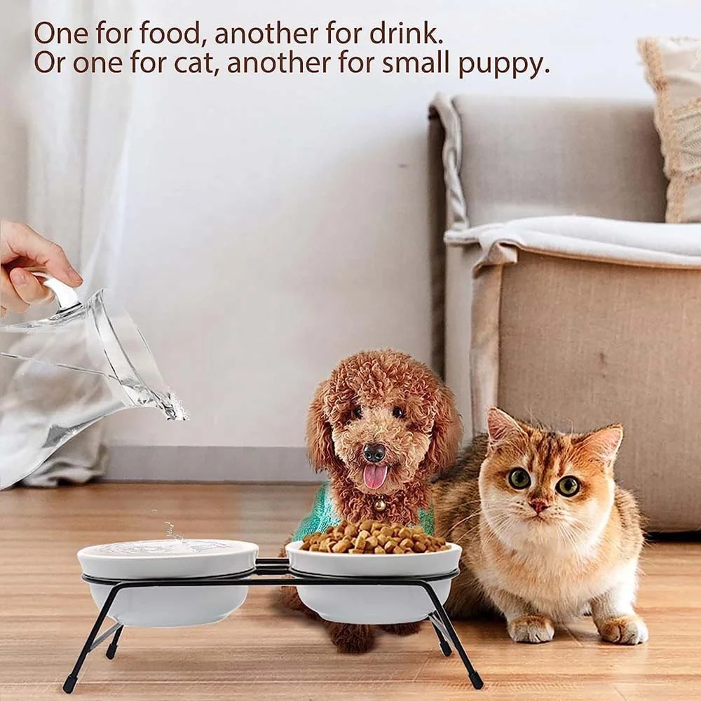 5inch  Ceramic Pet Bowl Set,High Premium Stoneware Dog Bowl Cat Bowl for Food and Water,Customized Pet Bowl Sets