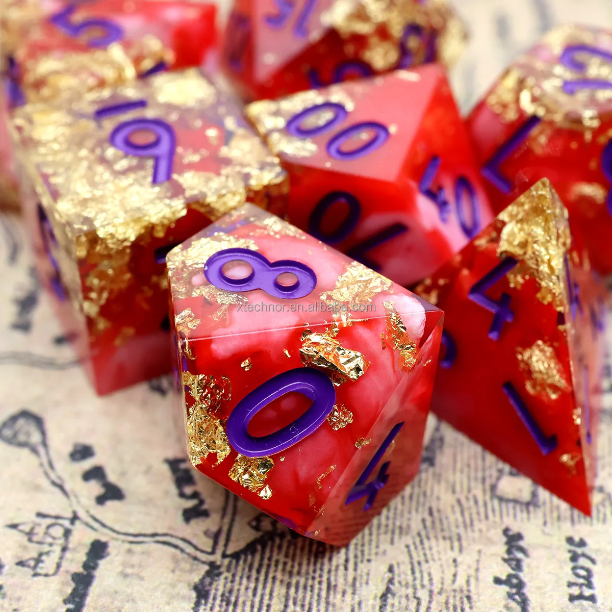 Набор кубов с острыми кромками 7 шт. полимерные Кубки DND настольные RPG D20 D12 D10 D % D8 D6 D4 настольная игра-Феникс перо