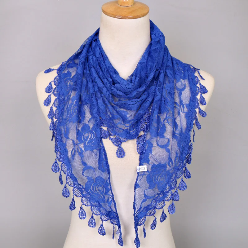 Classic Hollow Out Triangular Lace Scarf Chapel Shawl Mantilla Veil