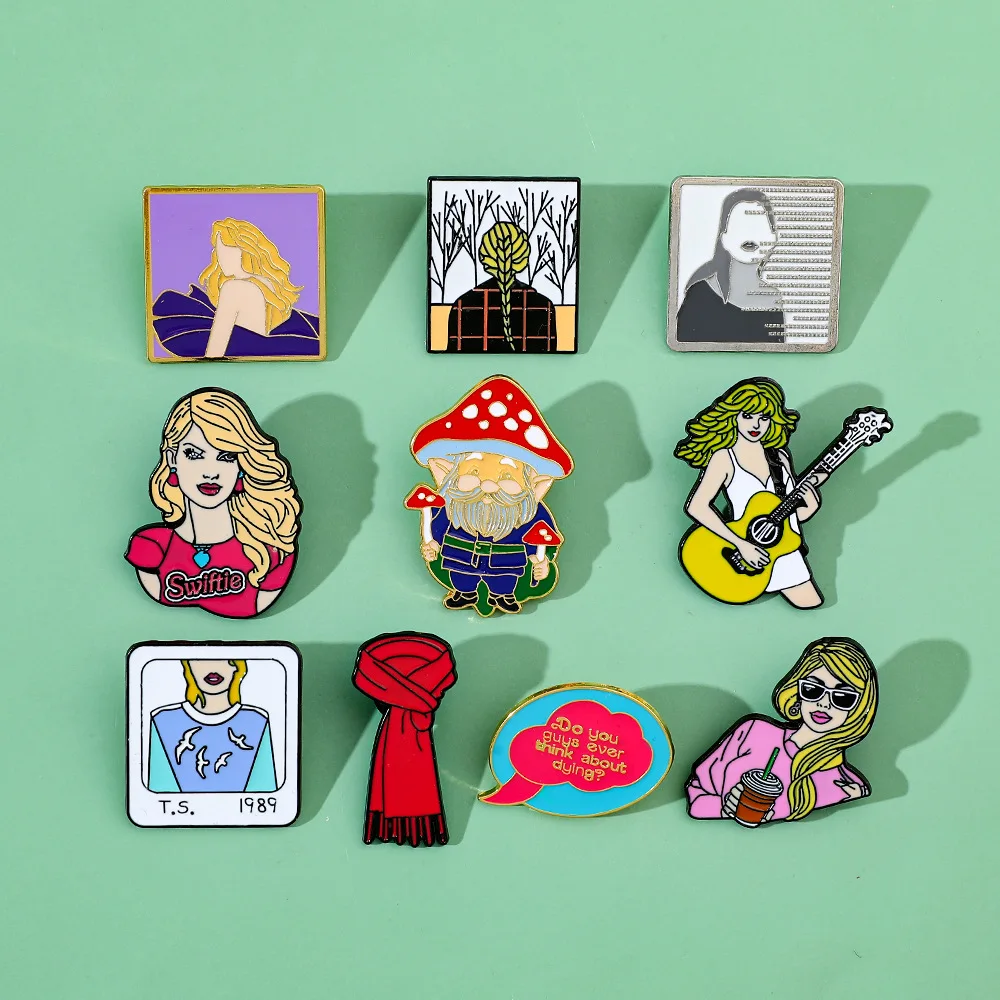 New musical element alloy brooch Female singer album guitar Metal badge accessories Fashion clothing accessories pins