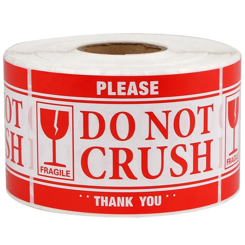 Custom waterproof Permanent adhesive semi glossy fragile sticker 500 per Roll warning label
