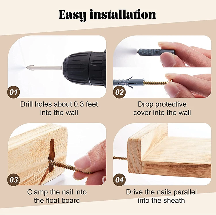 K&B carbonized walnut solid wooden small wall mounted shelf L 1 shape design floating shelf