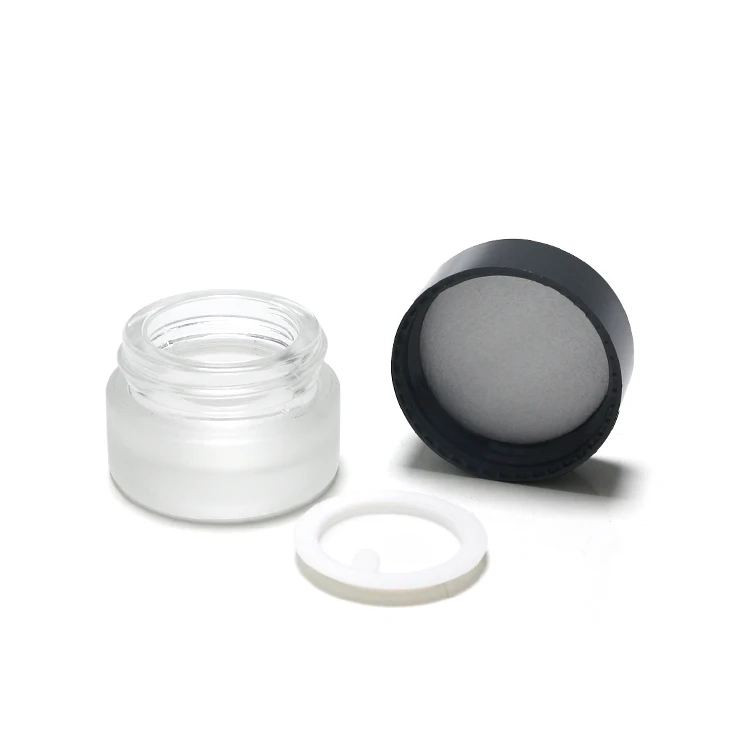 wholesale 5g 5ml 5 ml mini cosmetics clear frosted glass cream jar with gold black white lid for face eye cream cosmetic sample