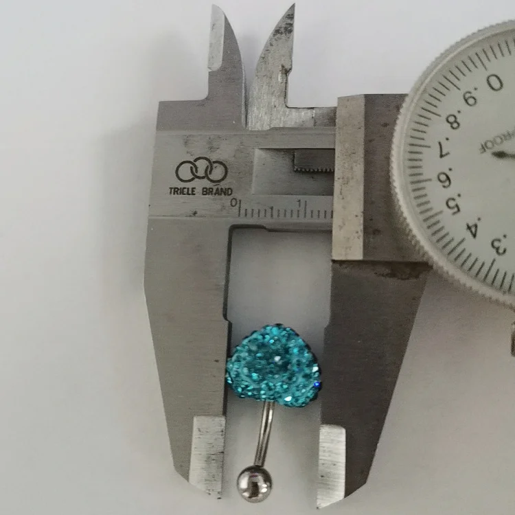 Retail Shiny Multi Crystal Single Sweet Heart Ball Belly Button Ring Navel Ring