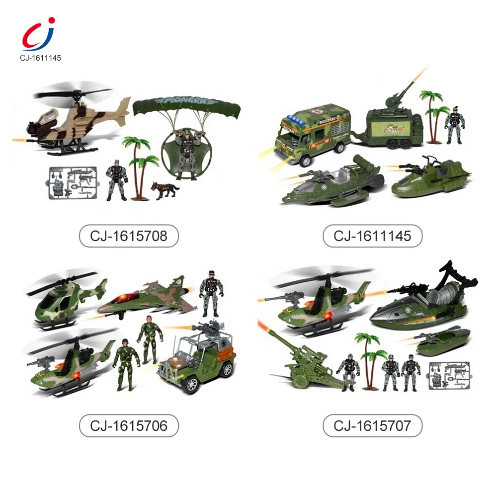 Chengji New product plastic model soldier truck boat mission military vehicles set toys