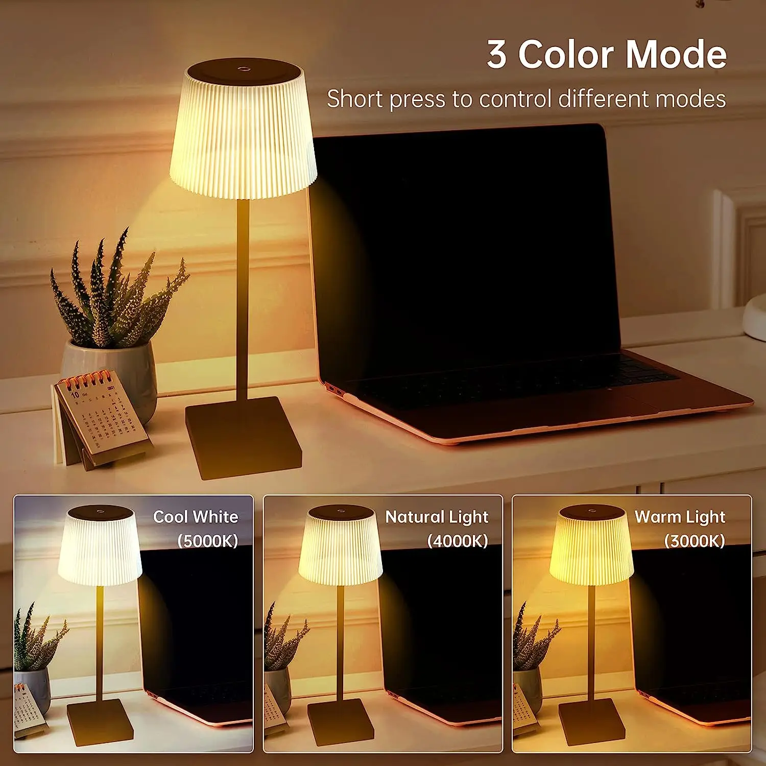 Outdoor 4000mAh Cordless LED touch control Battery Operated Waterproof Rechargeable Table Lamp for Night Light and Bedroom Hotel