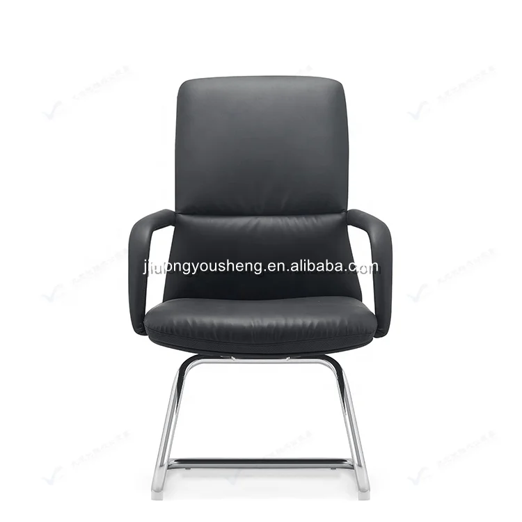 Middle Back Visitor Chair Conference Desk Chair Ergonomic Steel Base Frame Office Chair Leather