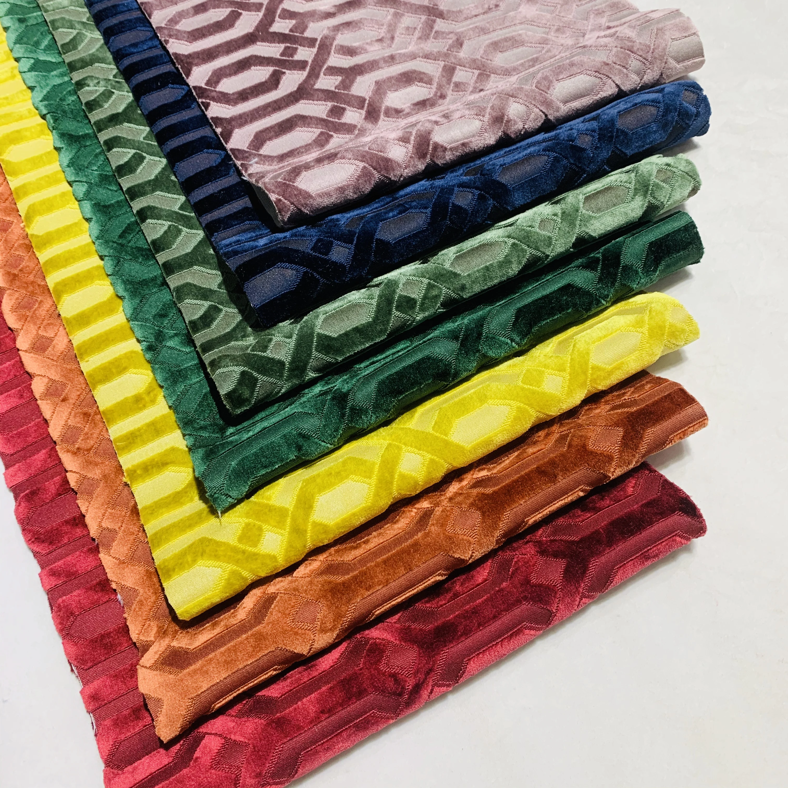 JES Jacquard Knitted 100% Polyester Velvet Sofa Chair Cushion Cover Fabric