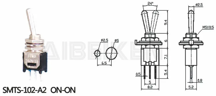 SMTS-102-A2 ON-черный ПК POS терминал миниатюрный переключатель 3 pin тумблер