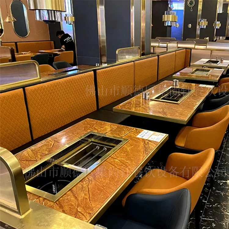 Professional Custom Design Hot Pot Commercial Restaurant Electric Smokeless Korean BBQ Grill Table